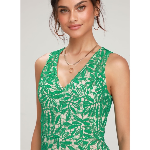 Lulu's Amberley Green Lace Sleeveless Bodycon Dress - Picture 4 of 8